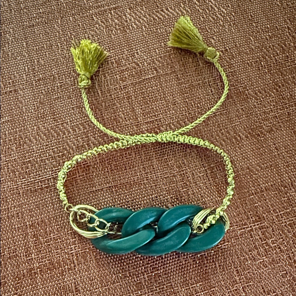 Handmade Trendy Green and Gold Bracelet